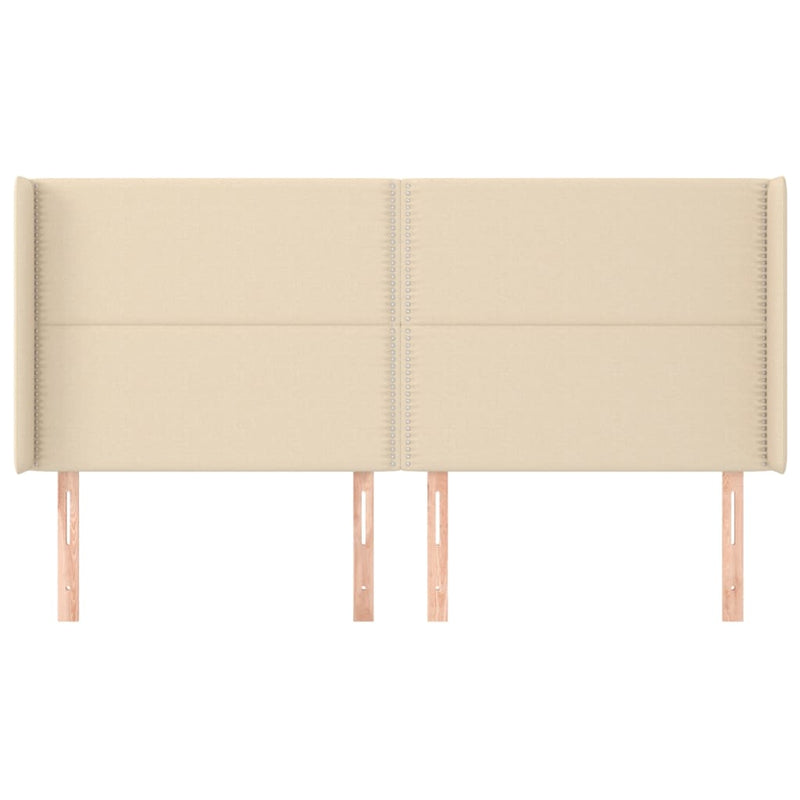 vidaXL krémszínű szövet fejtámla szárnyakkal 203x16x118/128 cm