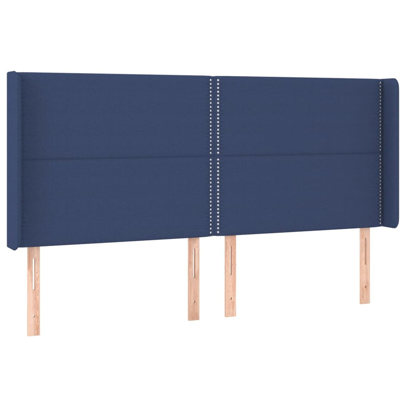 vidaXL kék szövet fejtámla szárnyakkal 203x16x118/128 cm