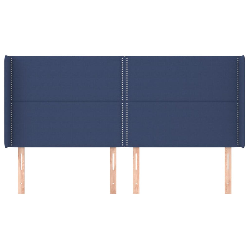 vidaXL kék szövet fejtámla szárnyakkal 203x16x118/128 cm