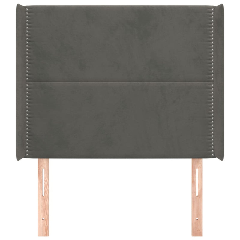 vidaXL sötétszürke bársony fejtámla szárnyakkal 83x16x118/128 cm