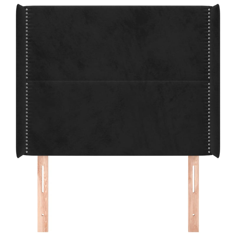 vidaXL fekete bársony fejtámla szárnyakkal 83x16x118/128 cm