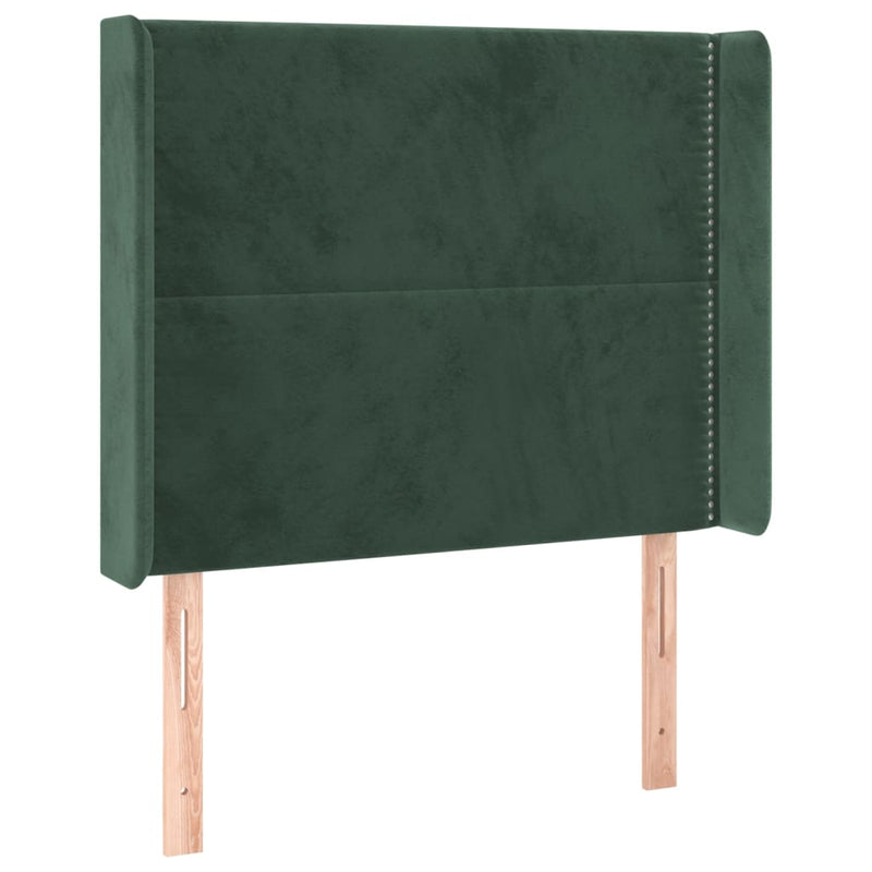 vidaXL sötétzöld bársony fejtámla szárnyakkal 83x16x118/128 cm