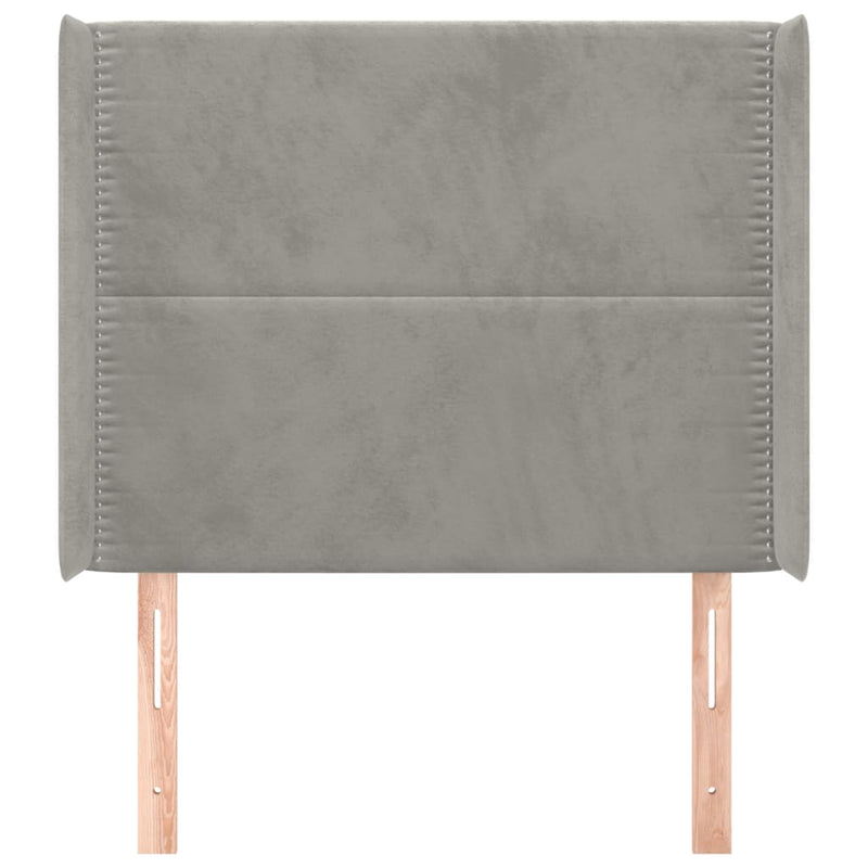 vidaXL világosszürke bársony fejtámla szárnyakkal 93x16x118/128 cm
