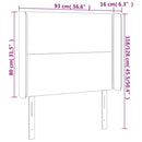 vidaXL fekete bársony fejtámla szárnyakkal 93x16x118/128 cm
