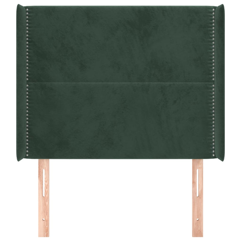 vidaXL sötétzöld bársony fejtámla szárnyakkal 93x16x118/128 cm