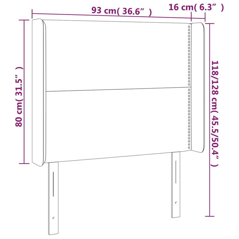 vidaXL sötétzöld bársony fejtámla szárnyakkal 93x16x118/128 cm