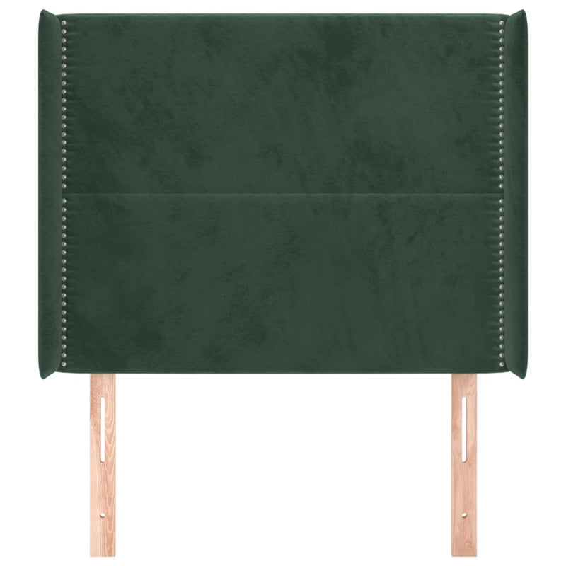 vidaXL sötétzöld bársony fejtámla szárnyakkal 103x16x118/128 cm