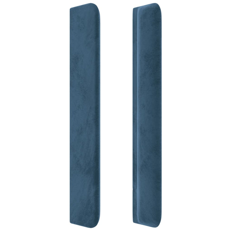 vidaXL sötétkék bársony fejtámla szárnyakkal 203x23x118/128 cm