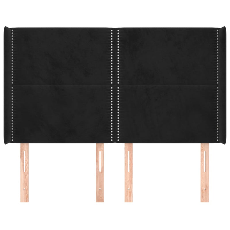 vidaXL fekete bársony fejtámla szárnyakkal 147x16x118/128 cm
