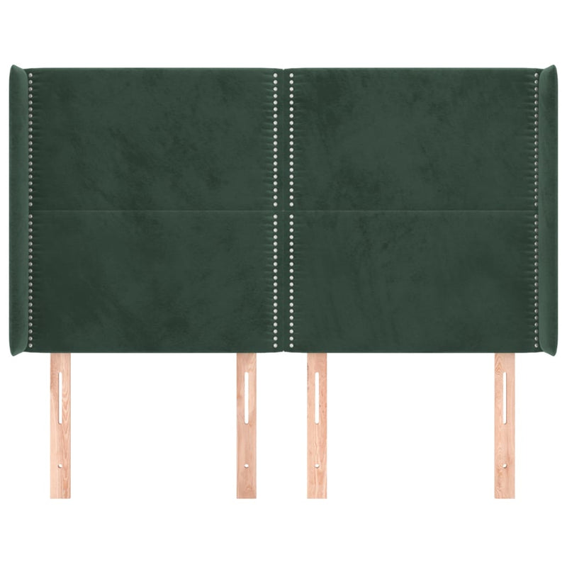 vidaXL zöld bársony fejtámla szárnyakkal 147x16x118/128 cm