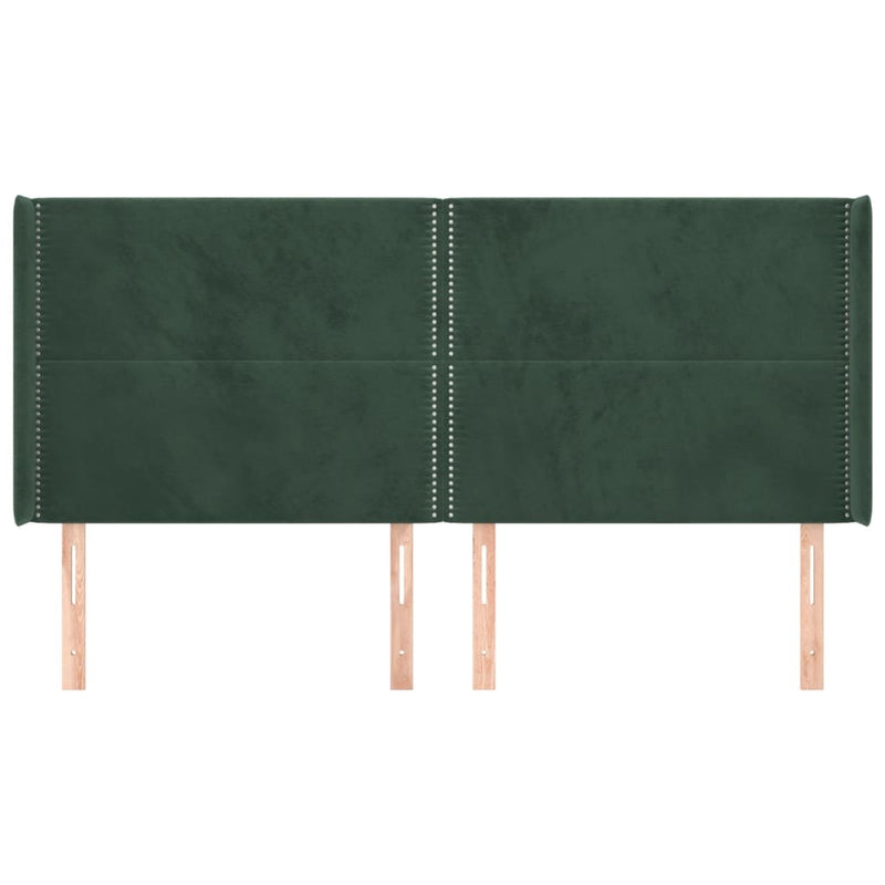 vidaXL zöld bársony fejtámla szárnyakkal 163x16x118/128 cm