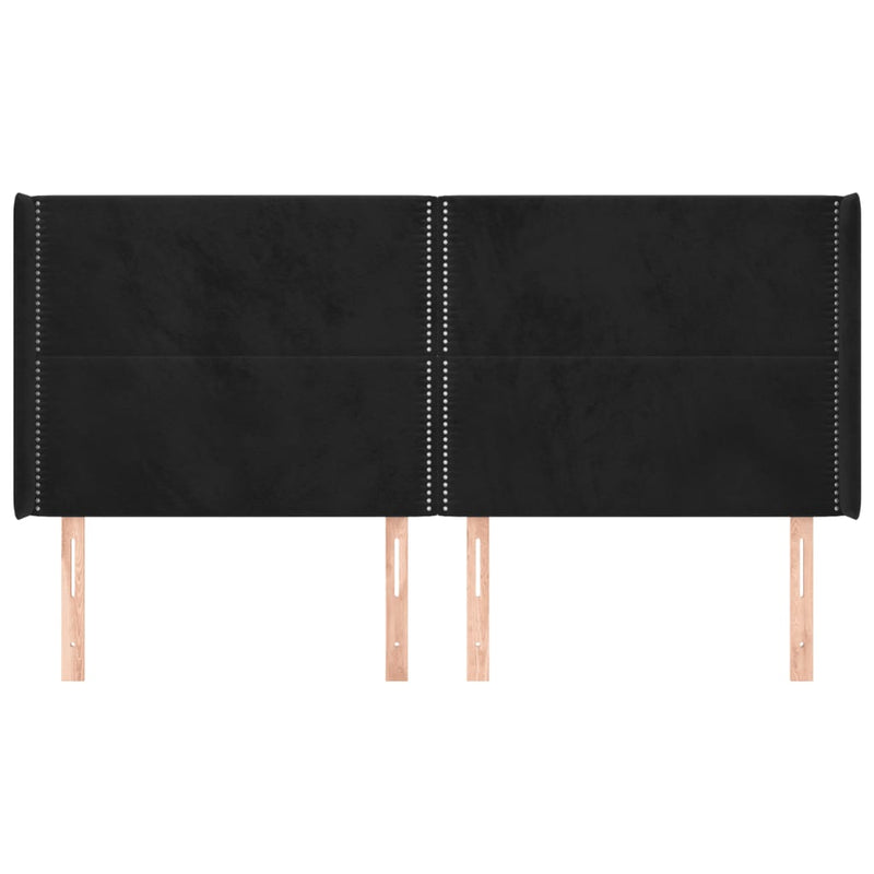 vidaXL fekete bársony fejtámla szárnyakkal 183x16x118/128 cm