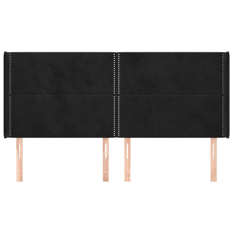 vidaXL fekete bársony fejtámla szárnyakkal 203x16x118/128 cm