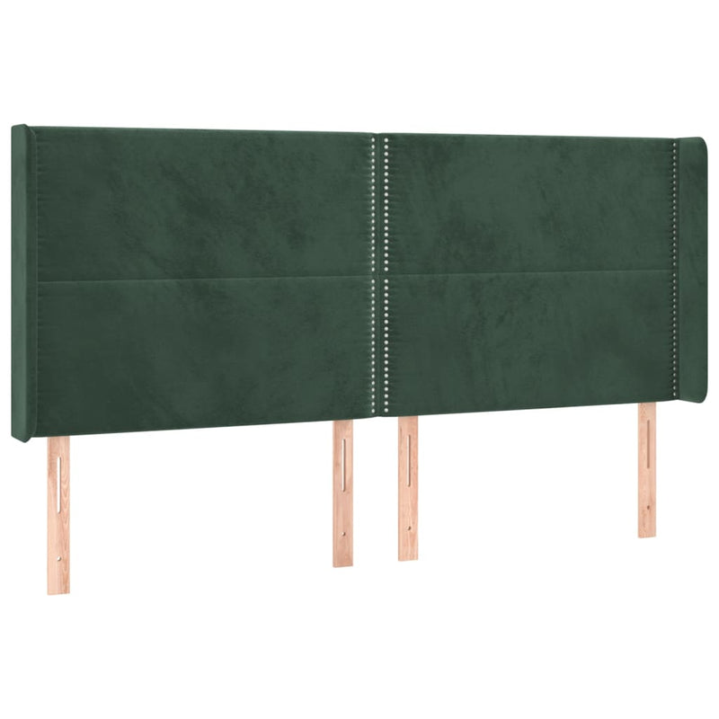 vidaXL zöld bársony fejtámla szárnyakkal 203x16x118/128 cm