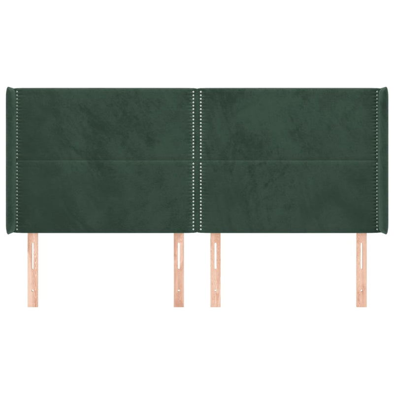 vidaXL zöld bársony fejtámla szárnyakkal 203x16x118/128 cm