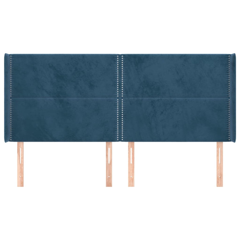 vidaXL kék bársony fejtámla szárnyakkal 203x16x118/128 cm