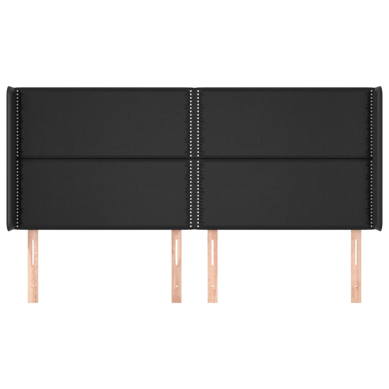 vidaXL fekete műbőr fejtámla szárnyakkal 203x16x118/128 cm