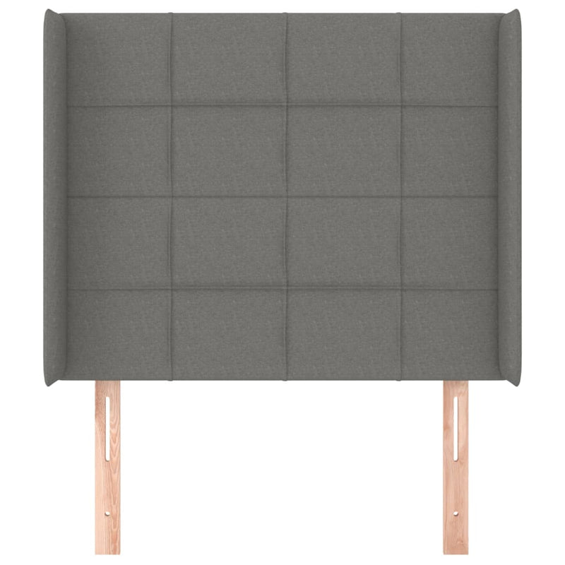 vidaXL sötétszürke szövet fejtámla szárnyakkal 83x16x118/128 cm