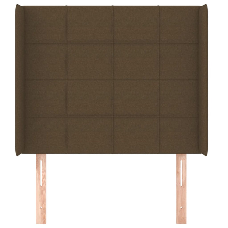vidaXL sötétbarna szövet fejtámla szárnyakkal 83x16x118/128 cm