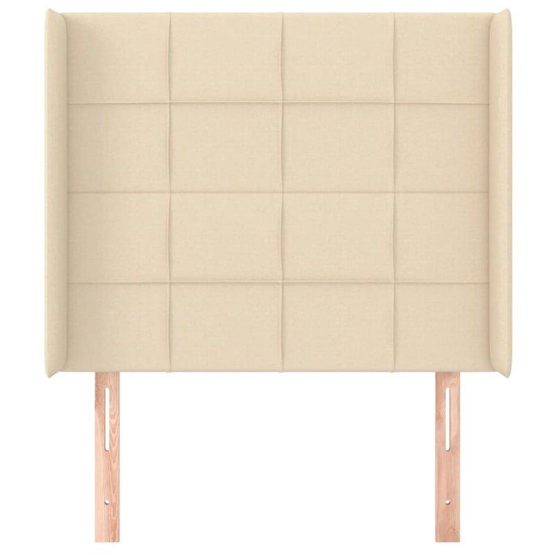 vidaXL krémszínű szövet fejtámla szárnyakkal 83x16x118/128 cm