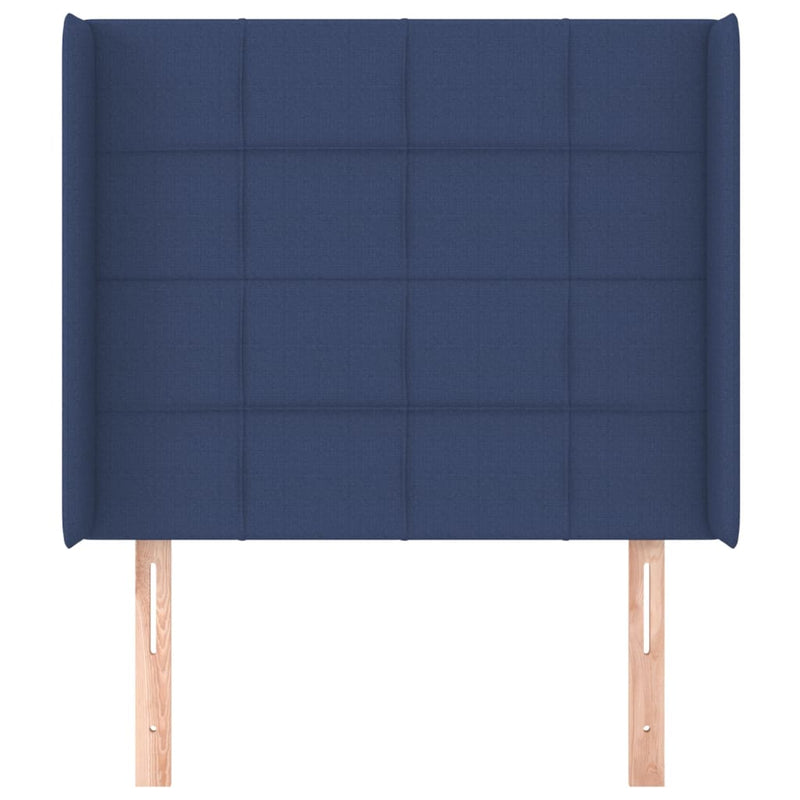 vidaXL kék szövet fejtámla szárnyakkal 83x16x118/128 cm