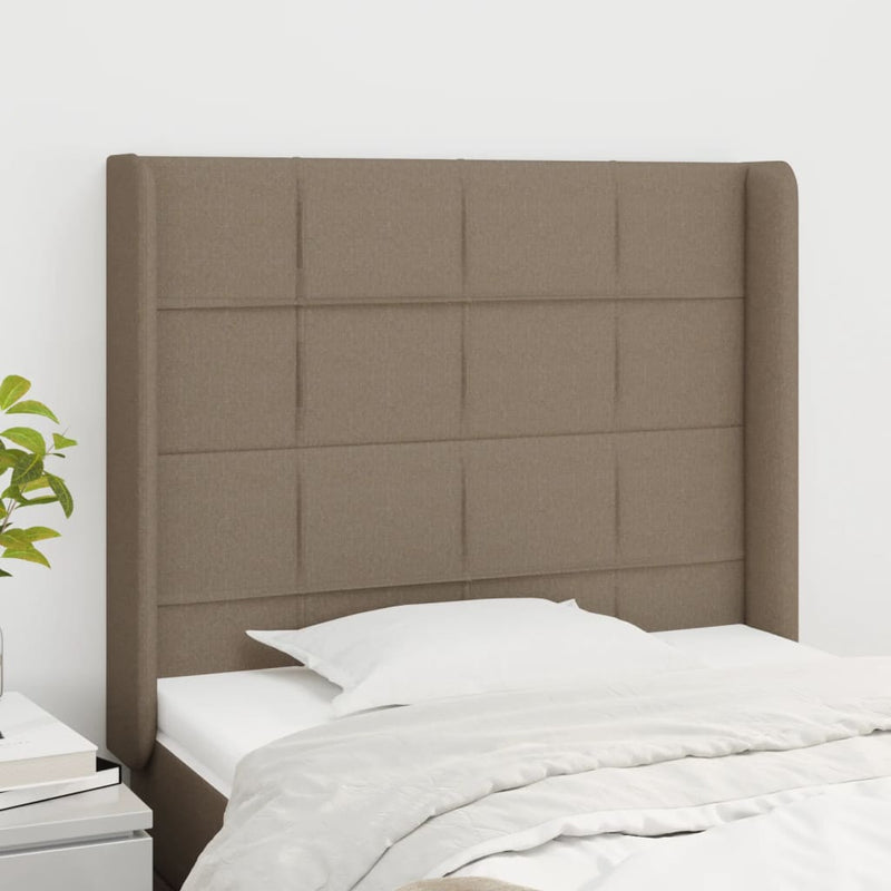 vidaXL tópszínű szövet fejtámla szárnyakkal 93x16x118/128 cm