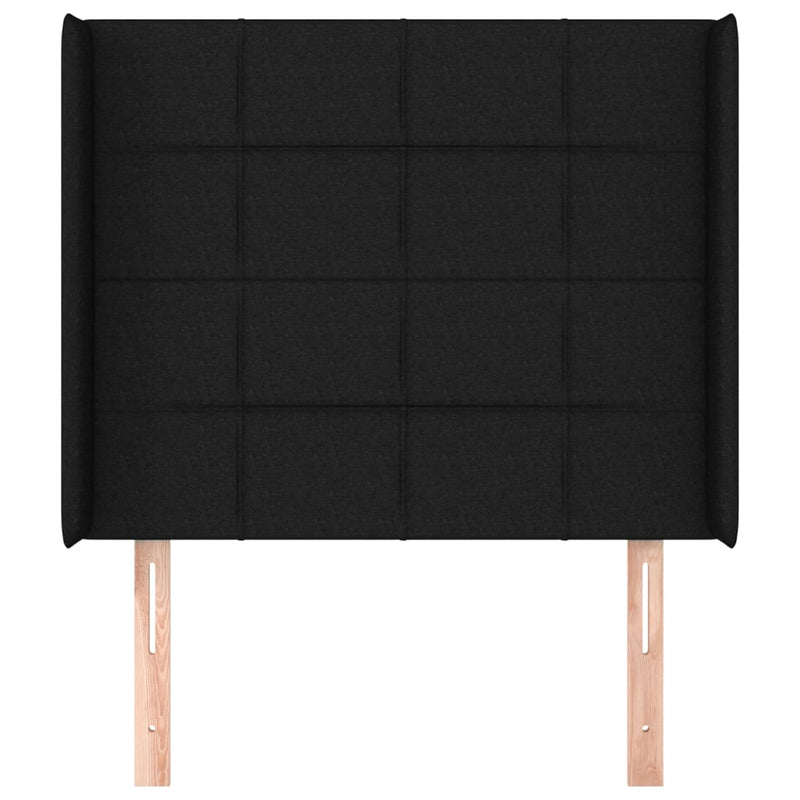 vidaXL fekete szövet fejtámla szárnyakkal 103x16x118/128 cm