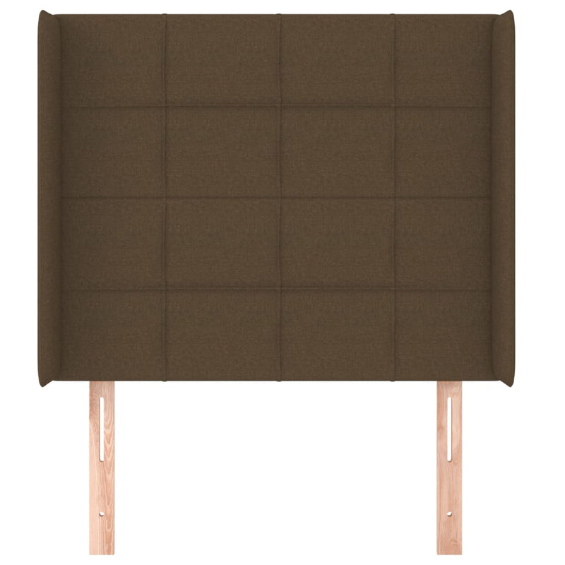vidaXL sötétbarna szövet fejtámla szárnyakkal 103x16x118/128 cm