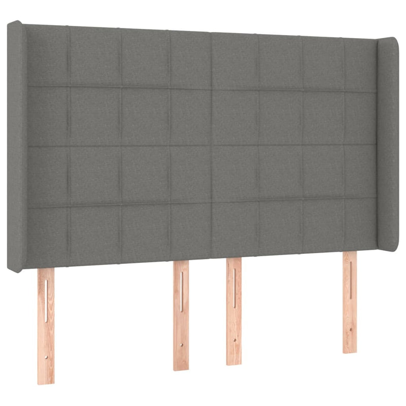 vidaXL sötétszürke szövet fejtámla szárnyakkal 147x16x118/128 cm
