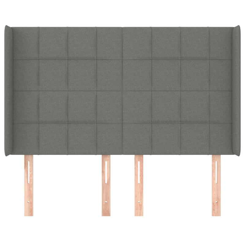 vidaXL sötétszürke szövet fejtámla szárnyakkal 147x16x118/128 cm