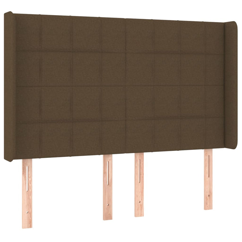 vidaXL sötétbarna szövet fejtámla szárnyakkal 147x16x118/128 cm