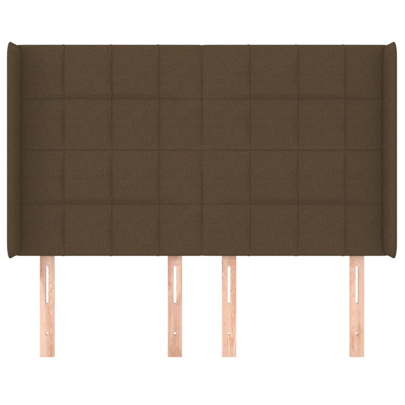 vidaXL sötétbarna szövet fejtámla szárnyakkal 147x16x118/128 cm