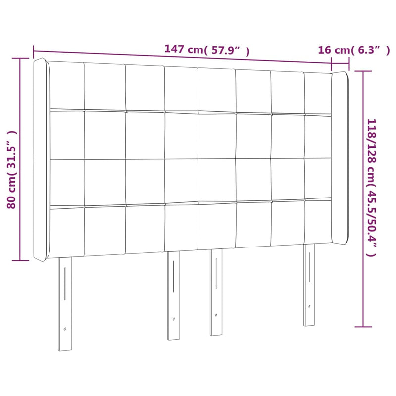 vidaXL sötétbarna szövet fejtámla szárnyakkal 147x16x118/128 cm