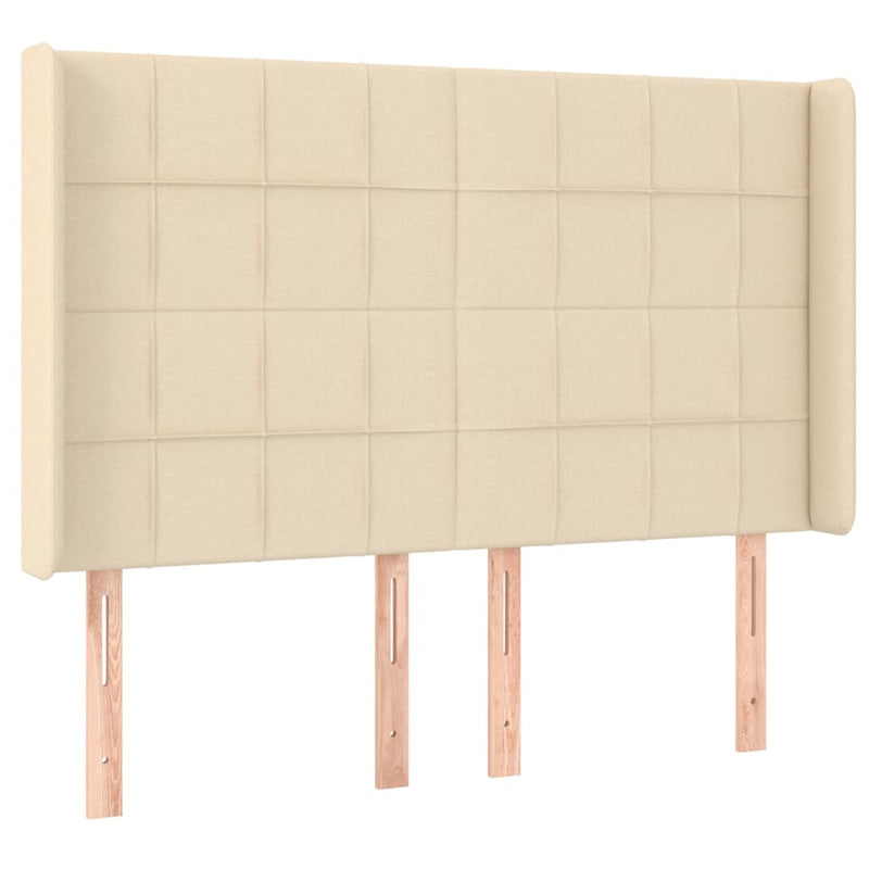 vidaXL krémszínű szövet fejtámla szárnyakkal 147x16x118/128 cm