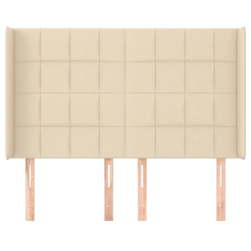 vidaXL krémszínű szövet fejtámla szárnyakkal 147x16x118/128 cm
