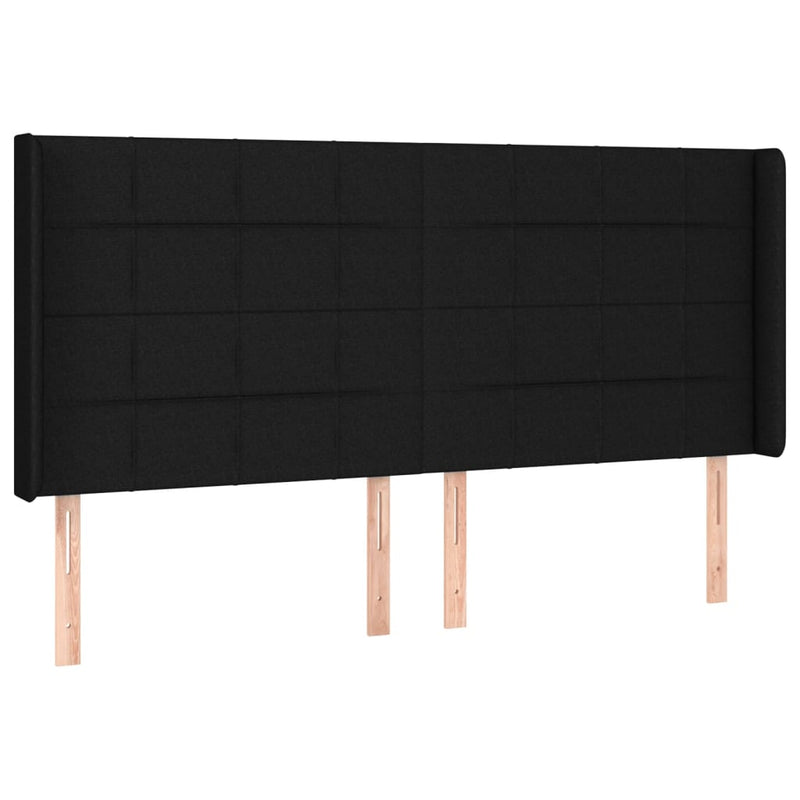 vidaXL fekete szövet fejtámla szárnyakkal 163x16x118/128 cm