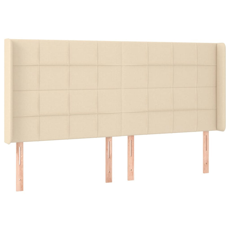 vidaXL krémszínű szövet fejtámla szárnyakkal 163x16x118/128 cm