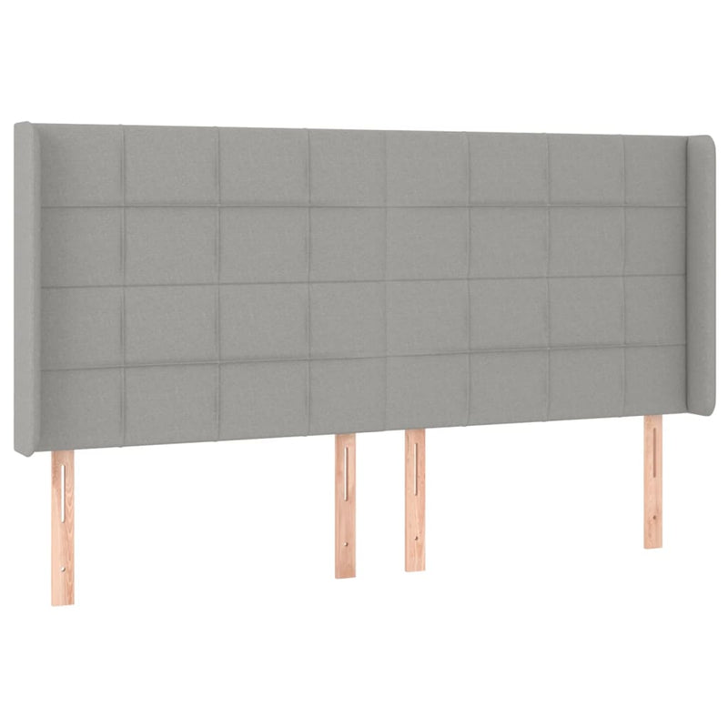 vidaXL világosszürke szövet fejtámla szárnyakkal 183x16x118/128 cm