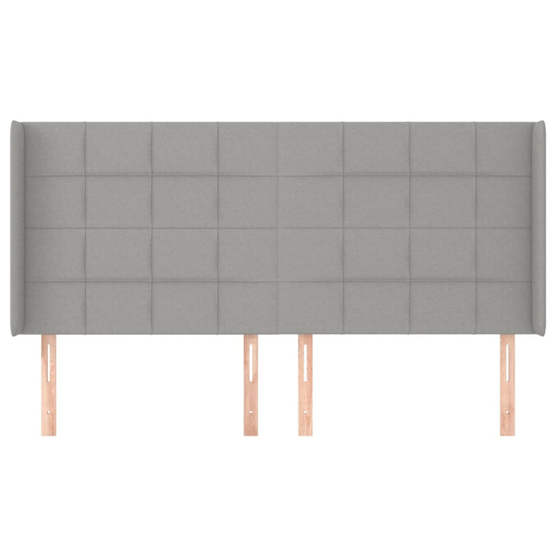 vidaXL világosszürke szövet fejtámla szárnyakkal 183x16x118/128 cm