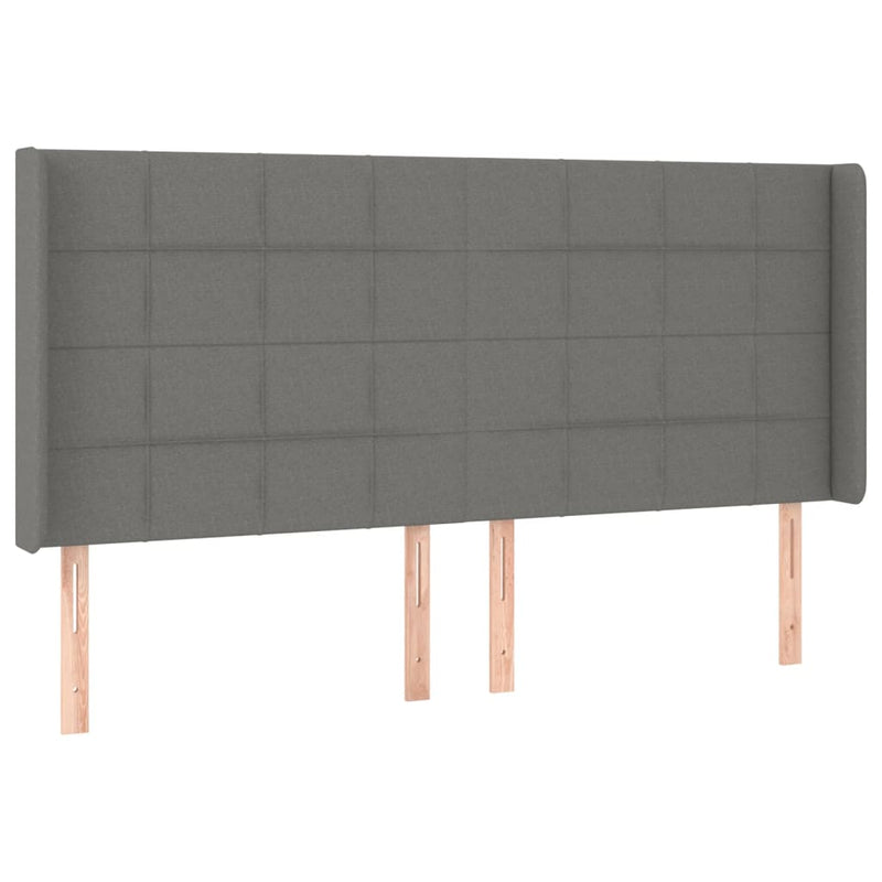 vidaXL sötétszürke szövet fejtámla szárnyakkal 183x16x118/128 cm