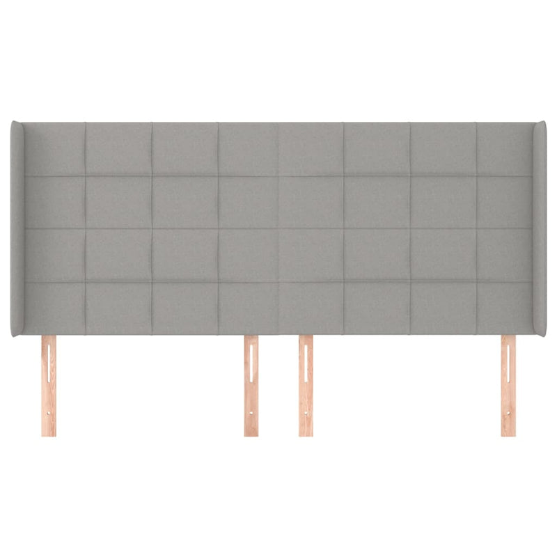 vidaXL világosszürke szövet fejtámla szárnyakkal 203x16x118/128 cm