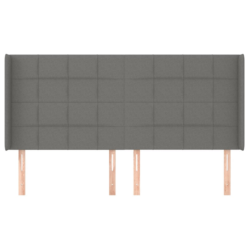 vidaXL sötétszürke szövet fejtámla szárnyakkal 203x16x118/128 cm