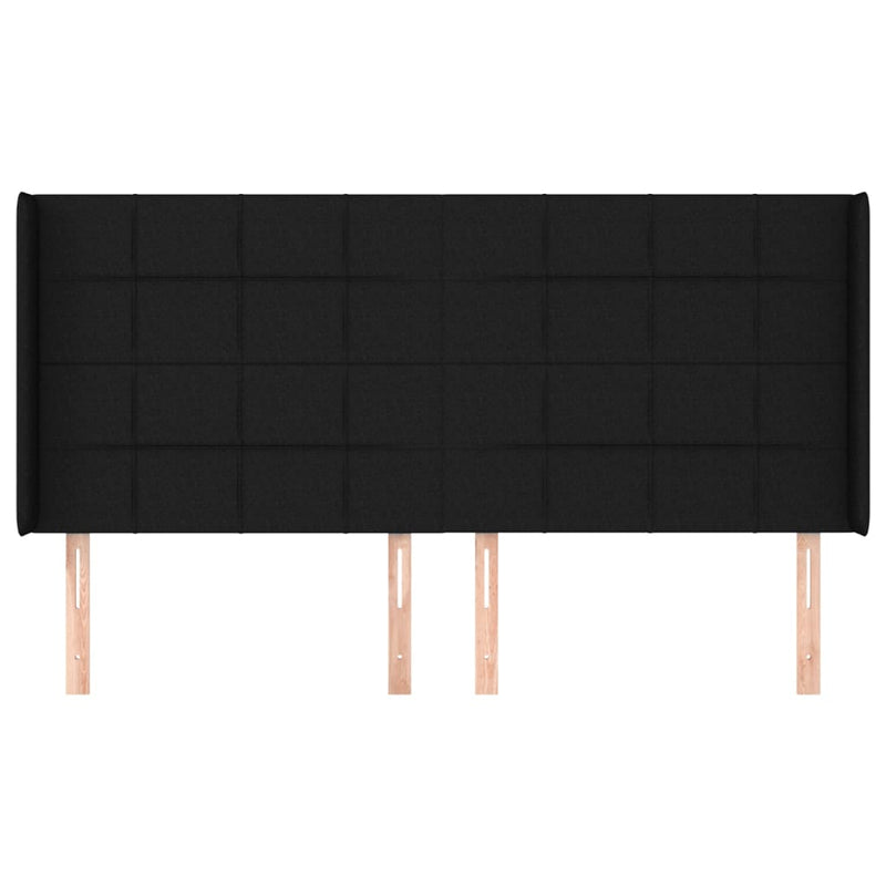 vidaXL fekete szövet fejtámla szárnyakkal 203x16x118/128 cm