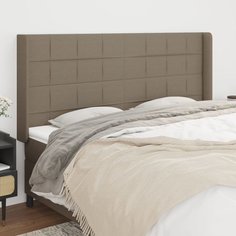 vidaXL tópszínű szövet fejtámla szárnyakkal 203x16x118/128 cm