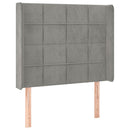vidaXL világosszürke bársony fejtámla szárnyakkal 83x16x118/128 cm