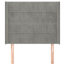 vidaXL világosszürke bársony fejtámla szárnyakkal 83x16x118/128 cm