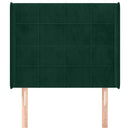vidaXL sötétzöld bársony fejtámla szárnyakkal 83x16x118/128 cm