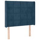 vidaXL sötétkék bársony fejtámla szárnyakkal 83x16x118/128 cm