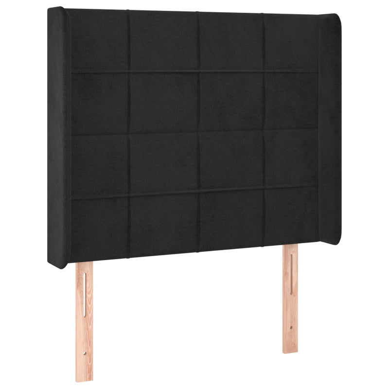 vidaXL fekete bársony fejtámla szárnyakkal 93x16x118/128 cm