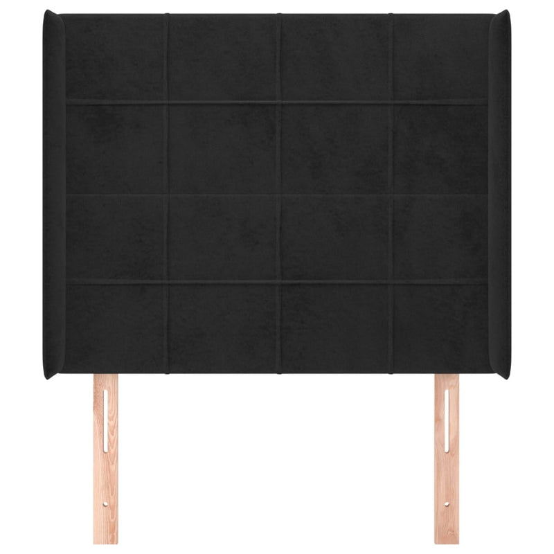 vidaXL fekete bársony fejtámla szárnyakkal 93x16x118/128 cm